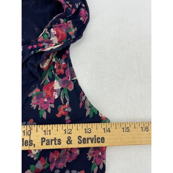Express Women's Sleeveless Top Blouse Shirt Size SP Ruffled Front Floral Pattern - Picture 6 of 11